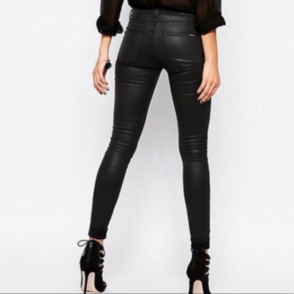 Mango Leather effect Jeans leggings with Push up effect black